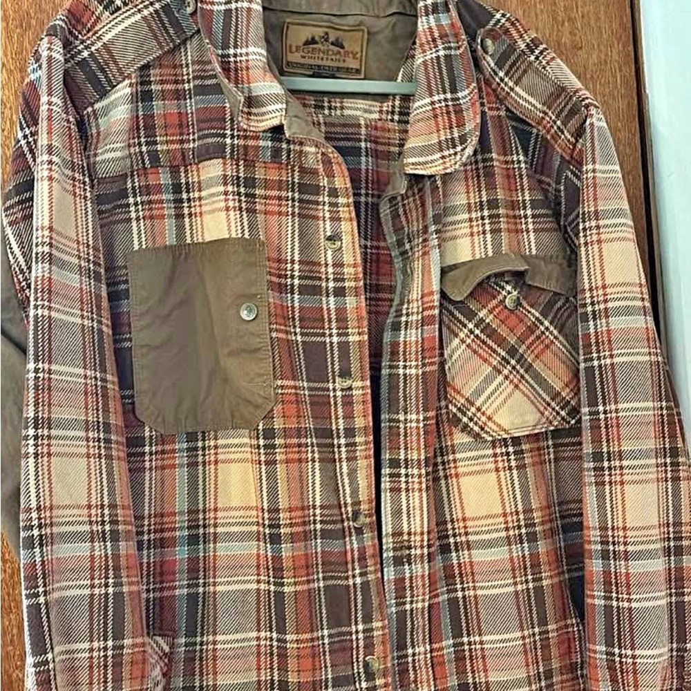 Legendary Whitetails Plaid Button Down Shirt - Brown and Cream